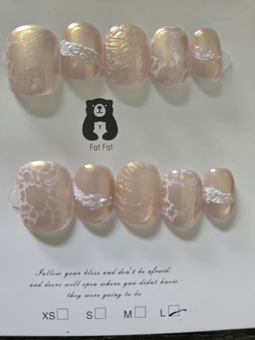 Press-On Nails Pink & Gold Size Large NWT